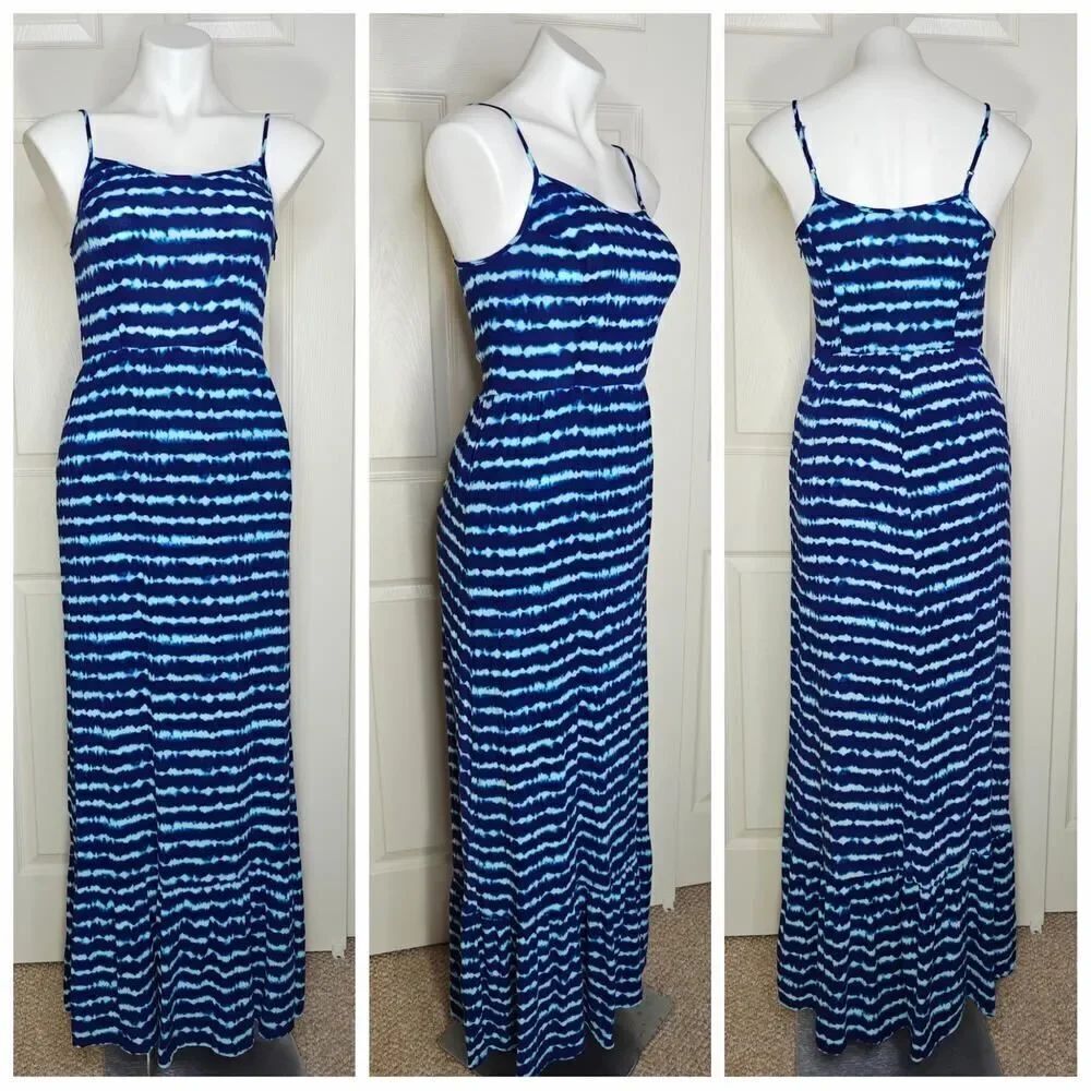 Mossimo Supply Co. tie dye striped strappy maxi dress sz S